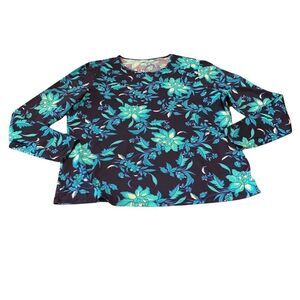 Lands End Women’s Long Sleeve Nylon Spandex Top LG 14-16 Scoopneck